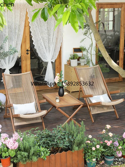 r5.13   Balcony Lounge Chair Home Casual Folding Chair Garden Tea Table  Sofa Terrace Chair