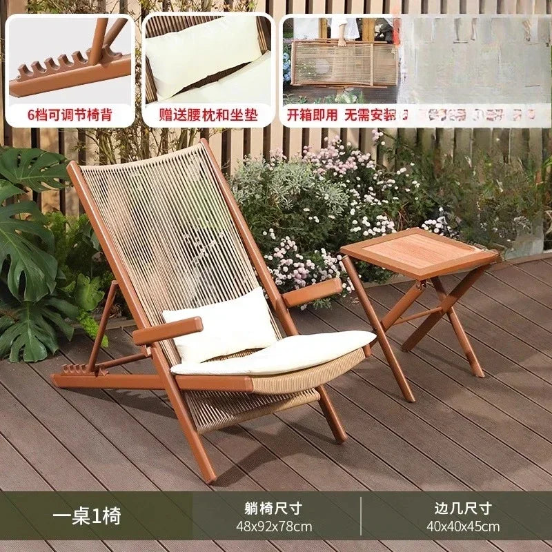 r5.13   Balcony Lounge Chair Home Casual Folding Chair Garden Tea Table  Sofa Terrace Chair