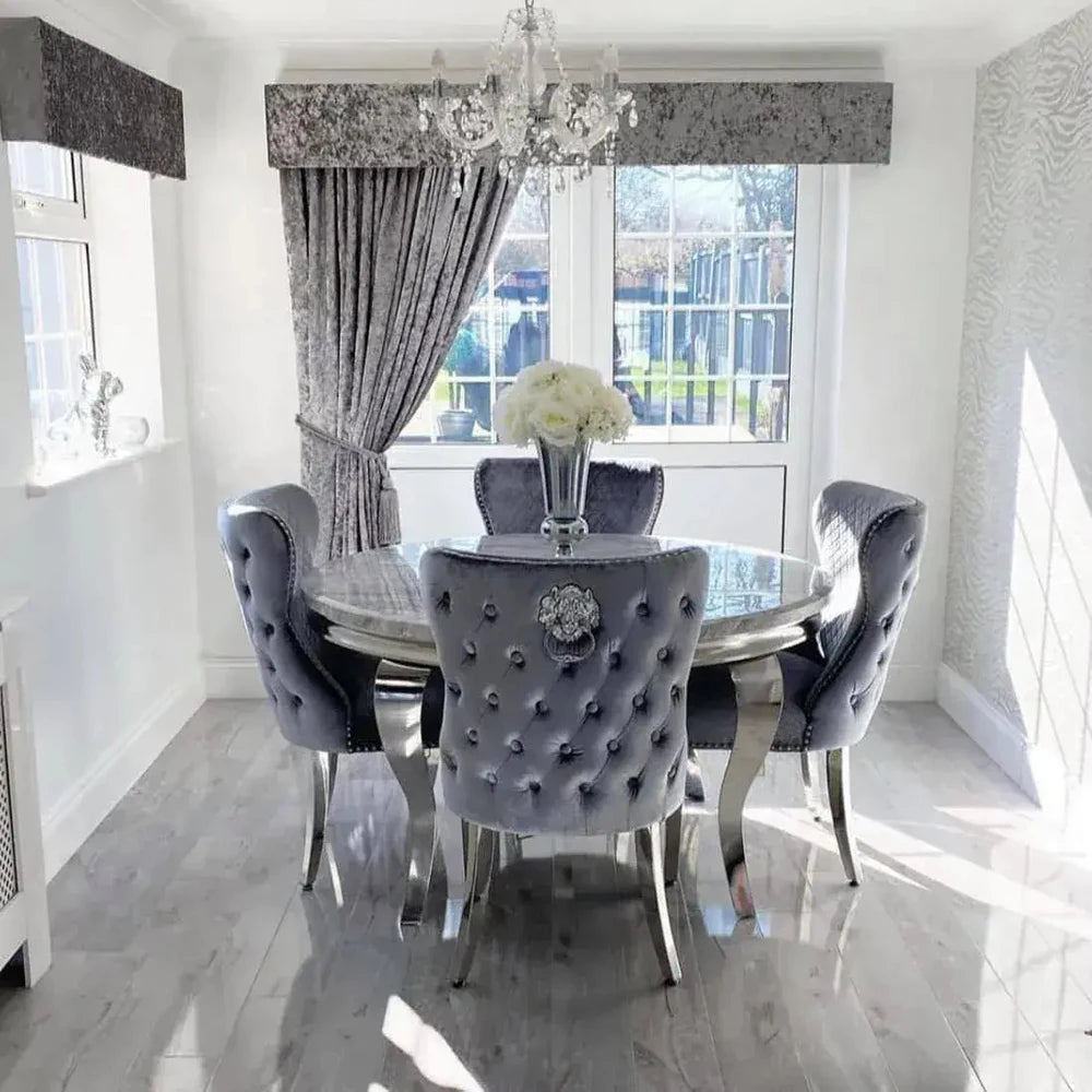 Simple Modern Luxury Furniture Dining Room Table and Chairs  Round Dining Table Set 4 Chairs Table and Chairs