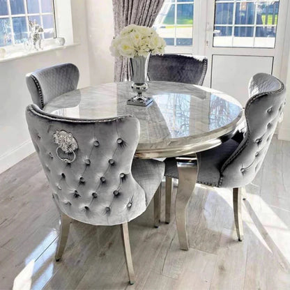 Simple Modern Luxury Furniture Dining Room Table and Chairs  Round Dining Table Set 4 Chairs Table and Chairs