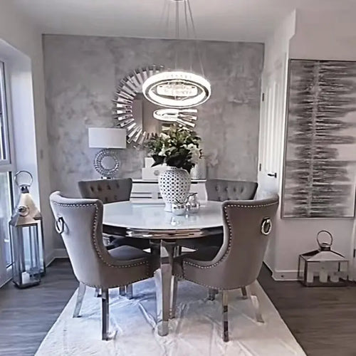 Simple Modern Luxury Furniture Dining Room Table and Chairs  Round Dining Table Set 4 Chairs Table and Chairs