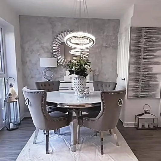 Simple Modern Luxury Furniture Dining Room Table and Chairs  Round Dining Table Set 4 Chairs Table and Chairs