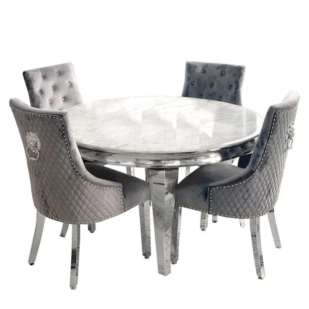 Simple Modern Luxury Furniture Dining Room Table and Chairs  Round Dining Table Set 4 Chairs Table and Chairs