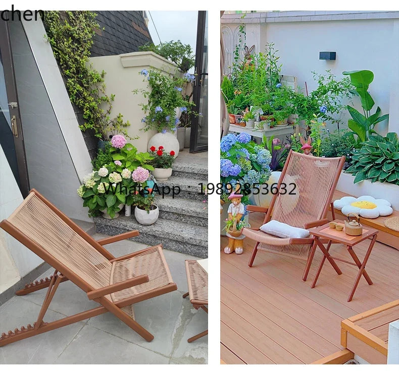 r5.13   Balcony Lounge Chair Home Casual Folding Chair Garden Tea Table  Sofa Terrace Chair