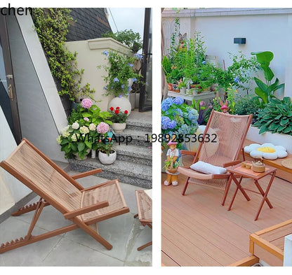 r5.13   Balcony Lounge Chair Home Casual Folding Chair Garden Tea Table  Sofa Terrace Chair