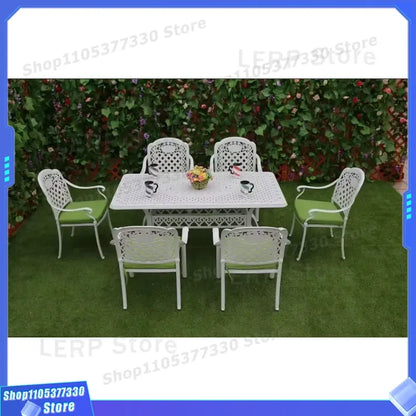 Cast Aluminum Garden Furniture Set Outdoor Patio Table and Chairs 2 4 6 Seater Casual Balcony Courtyard Metal Dining Ensemble