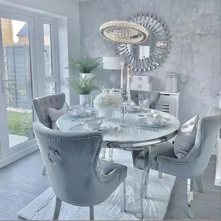 Simple Modern Luxury Furniture Dining Room Table and Chairs  Round Dining Table Set 4 Chairs Table and Chairs