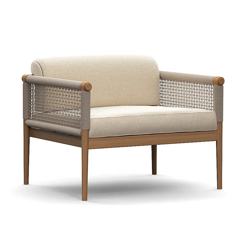Outdoor Courtyard Rattan Sofa Preservative Wood Teak Model Room Outdoor Garden Balcony Hotel Leisure Sofa